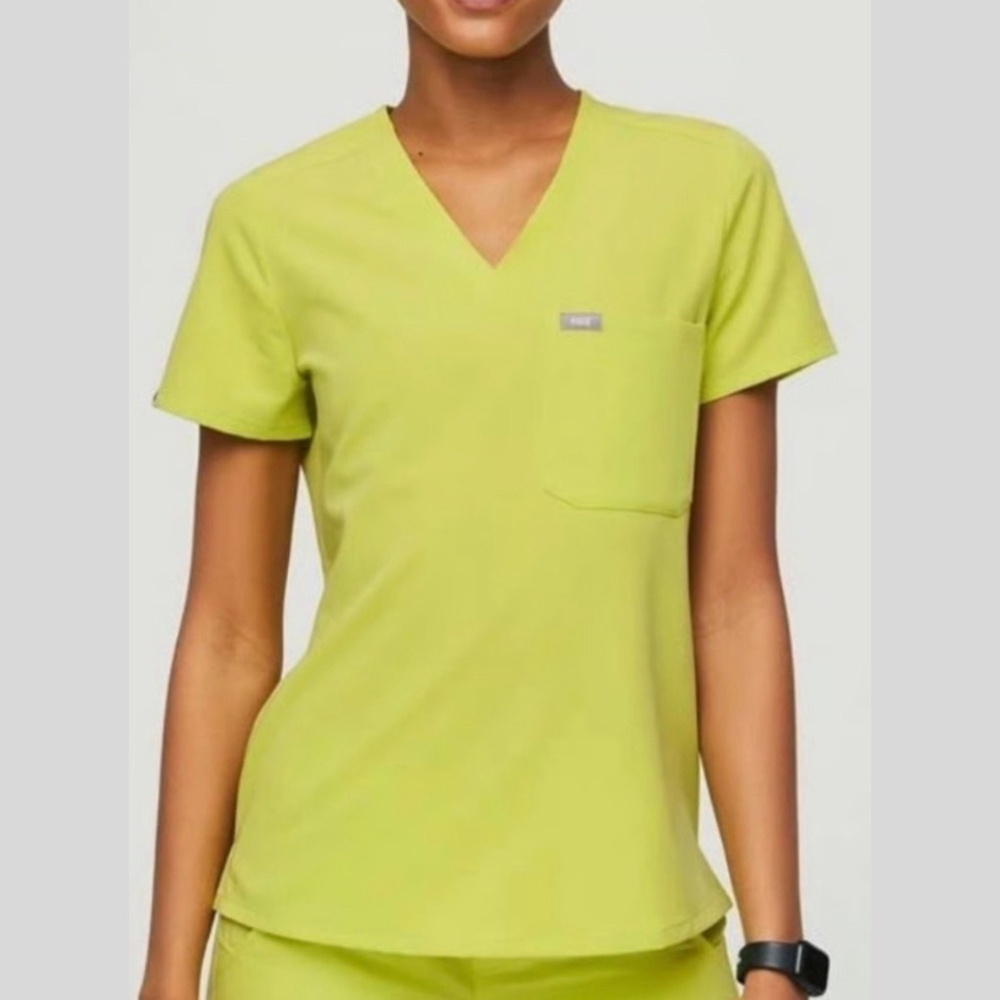 FIGS Catarina One-Pocket Scrub Top Women’s XXS Citron Yellow Short Sleeve